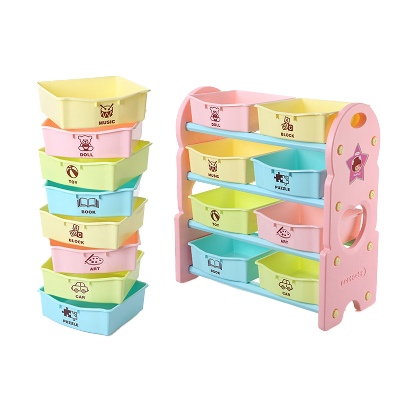 Eco-friendly Rectangle Plastic Kids Toy Storage Organizer Rack Toys Storage Drawers