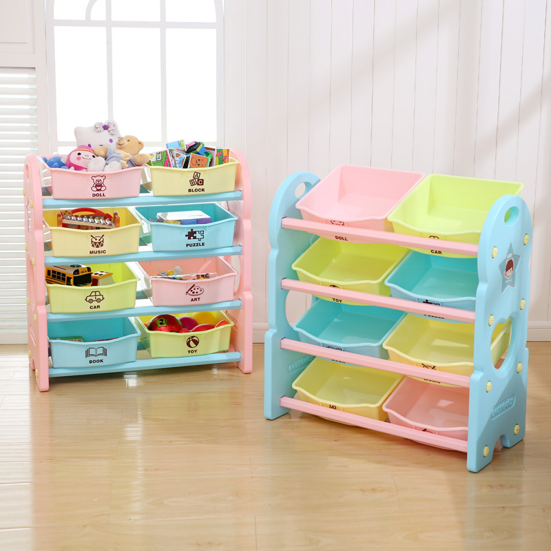 Eco-friendly Rectangle Plastic Kids Toy Storage Organizer Rack Toys Storage Drawers