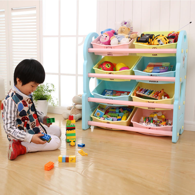 Eco-friendly Rectangle Plastic Kids Toy Storage Organizer Rack Toys Storage Drawers