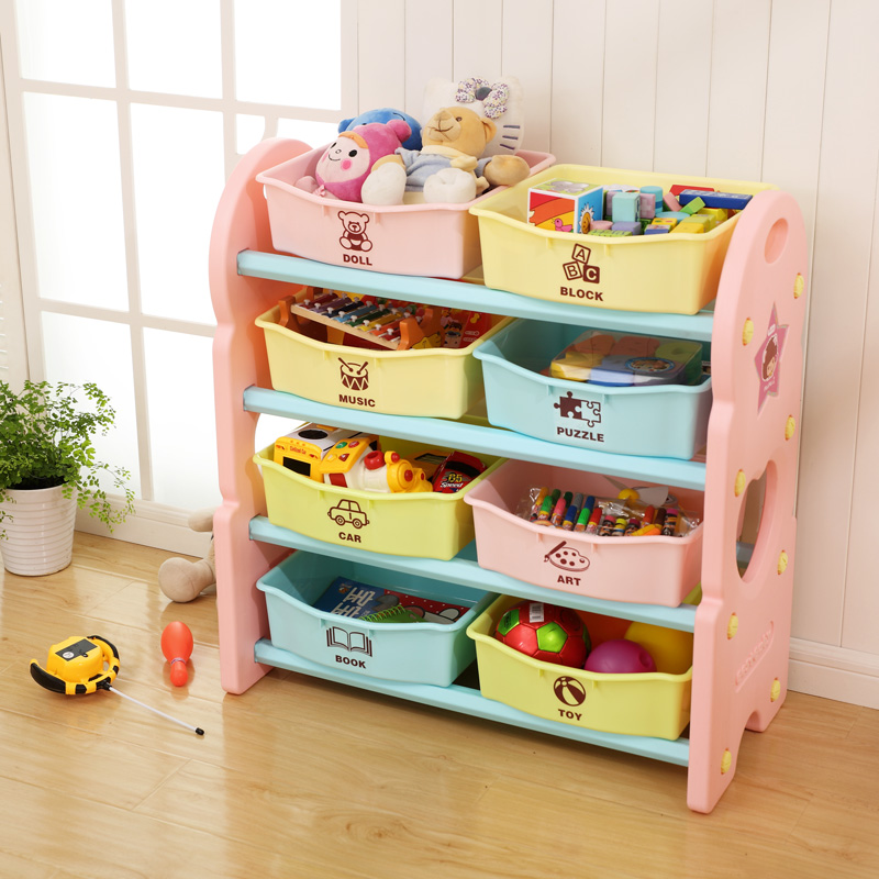 Eco-friendly Rectangle Plastic Kids Toy Storage Organizer Rack Toys Storage Drawers