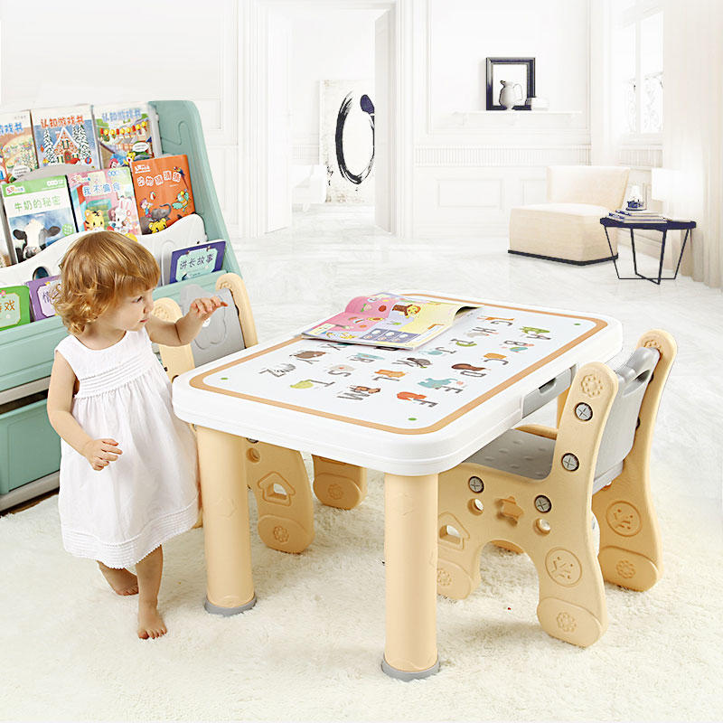 Promotional High Quality White Writing Desk Drawers Plastic Kids Study Table And Chair