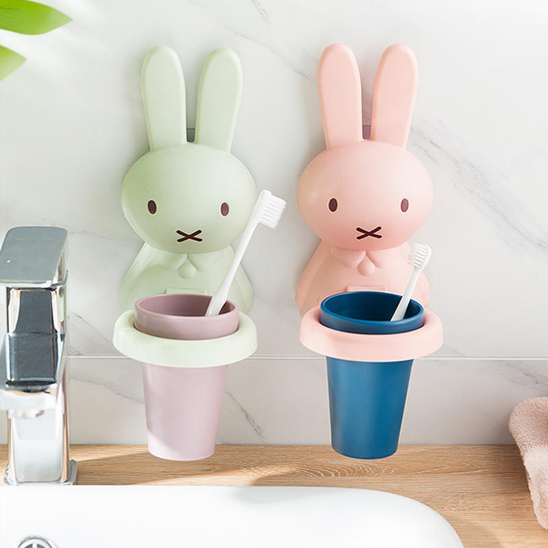 Children'S Cute Animal Wall-Mounted Punch-Free Kids Tooth Brushes Storage Toothbrush Holder Toothbrush Rack For Bathroom