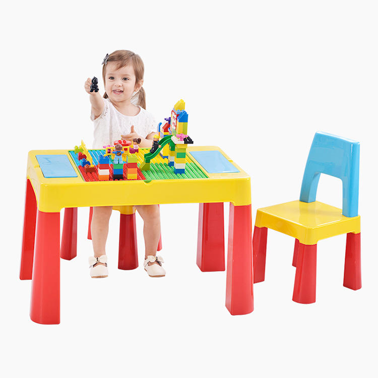 Plastic Activity Playing Building Block Table Kids Plastic Table And Chair