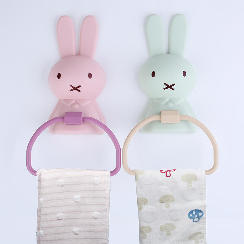 Children Cartoon Bunny Toilet Bathroom Single Pole Non-Perforating Bath Towel Hangers Simple Towel Rack