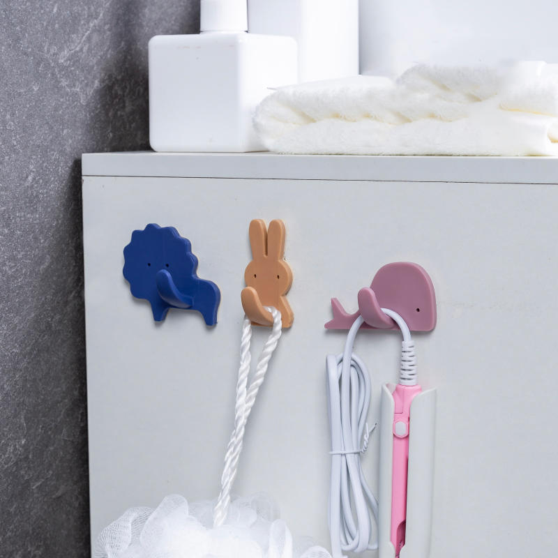 Double-sided Adhesive Colorful Hanger Strong Transparent Suction Cup Sucker Wall Hooks Holder For Kitchen Bathroom