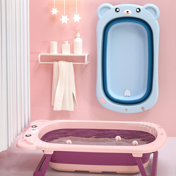 Folding  convenient for small babies bath tub Adjustable kids enjoying bathroom bath tub