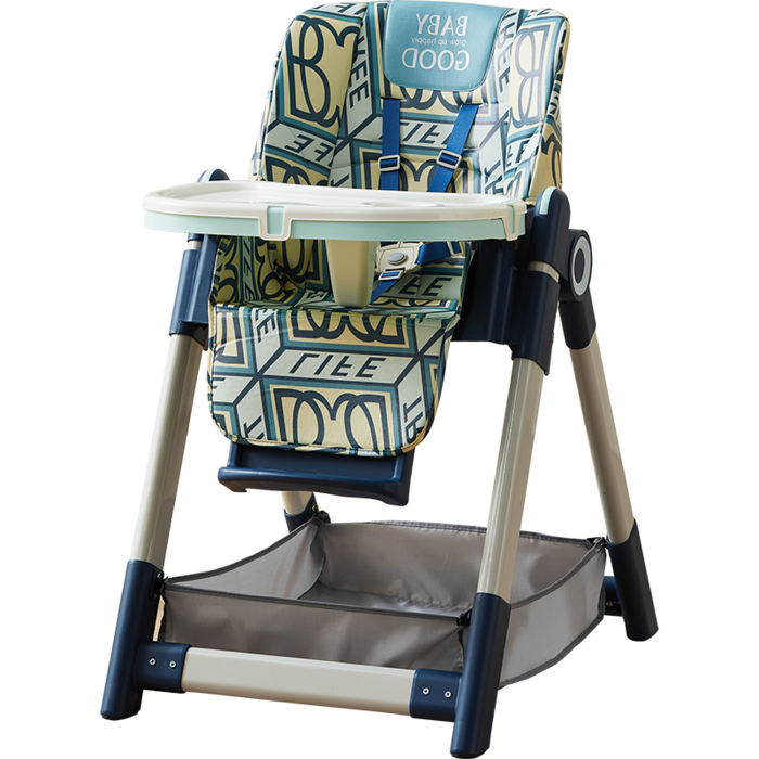 Multifunctional children's high chair, dining chair foldable with storage pocket